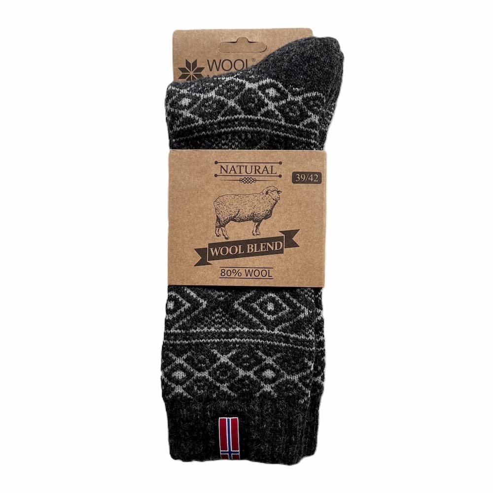Warme Wintersocken aus 80% Wolle mit norwegischer Flagge