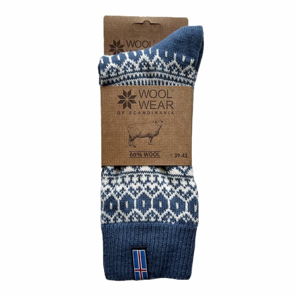 Wintersocken aus 60% Kammwolle in sch�nem Hellblau
