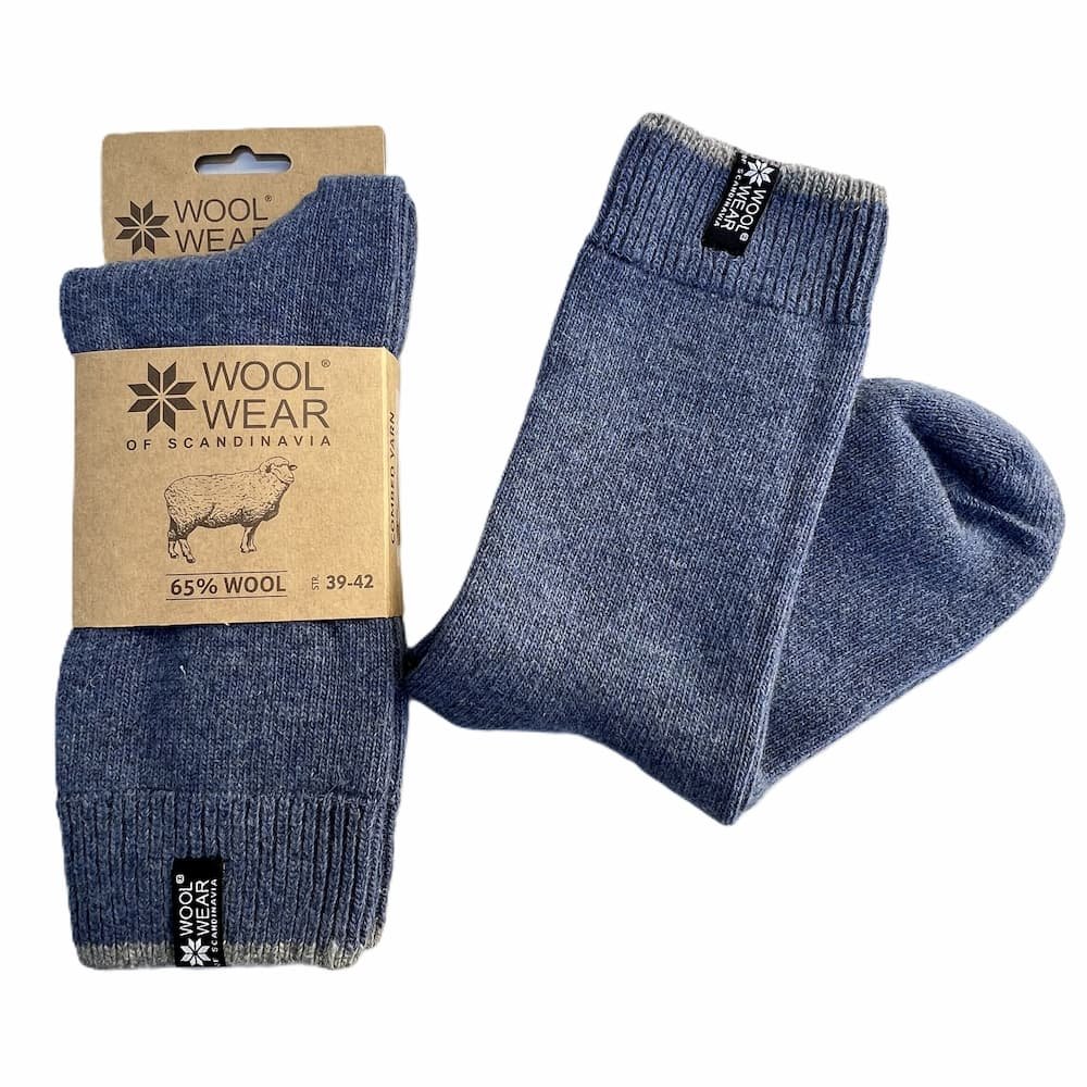 Strapazierfhige Wollsocken in Jeansblau aus 65 % Wolle