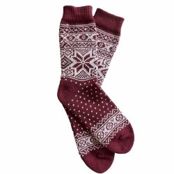 Gestrickte Socken mit klassischem Schneeflockenmuster