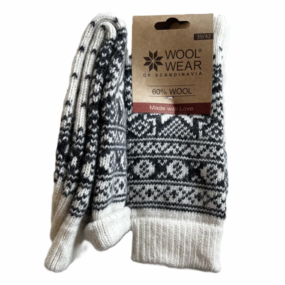 Schne Wollsocken aus 60 % Wolle mit Kristall-Muster