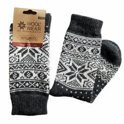 Wollsocken aus 60 % Wolle mit schnem Schneeflockenmuster