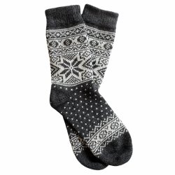 Wollsocken aus 60 % Wolle mit schnem Schneeflockenmuster