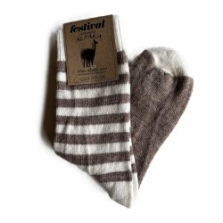 Festival sokker i i luksus udgave med alpaka uld brun/hvid