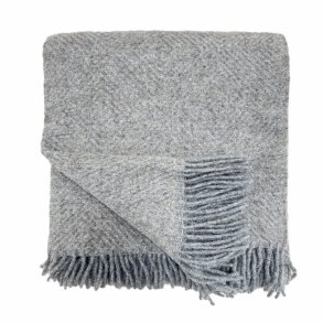 Uldplaid beige/stengr 100%uld 