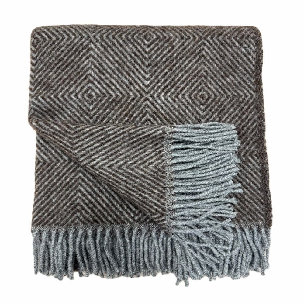 ork-brun/grå plaid med diamantmønster - Plaider - Uldhuset