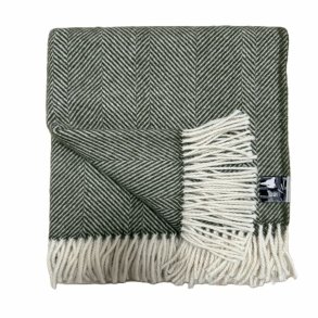 Plaid med sildebensmnster forestgreen/hvid