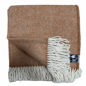 Plaid med sildebensmnster, terracotta/hvid